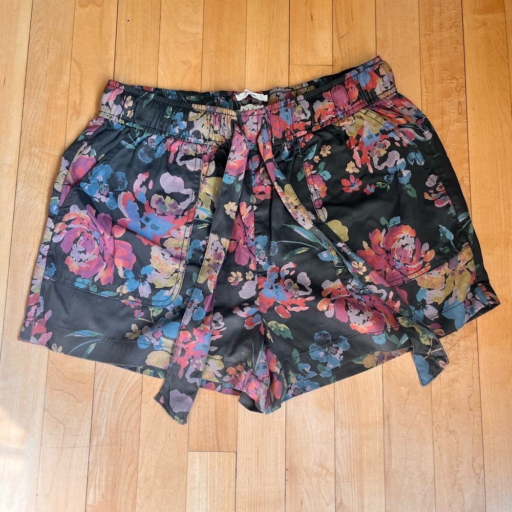 High Waist Green and Pink Floral Shorts